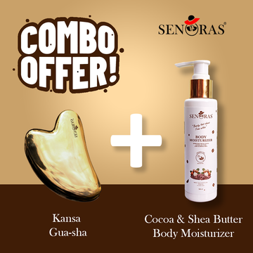 🌸 Senoras Glow & Sculpt Duo | Kansa Gua Sha + Cocoa Shea Moisturizer | Ayurvedic Skincare Combo for Radiant, Nourished Skin