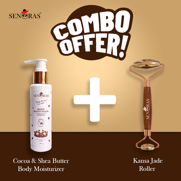 ✨ Senoras Glow & Nourish Combo | Kansa Face & Body Roller + Cocoa Shea Moisturizer | Ayurvedic Skincare Duo for Radiant, Hydrated Skin