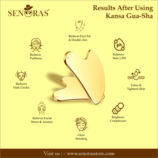 Bronze Kansa Roller & Gua Sha Set | Ayurvedic Face Massage & Detox Tool for Glowing Skin by Senoras