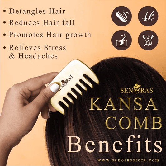 Bronze Kansa Comb for Hair Growth | Ayurvedic Scalp Massage Tool for Healthy, Radiant Hair by Senoras