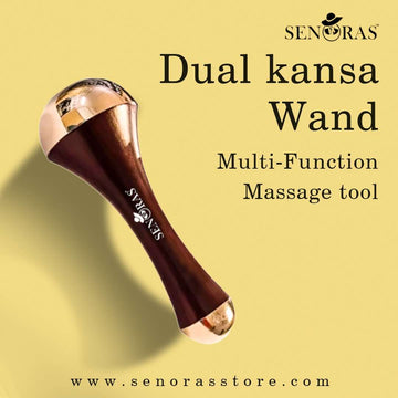 Dual Bronze Kansa Wand | Ayurvedic Face Massage Tool for Radiant & Youthful Skin by Senoras