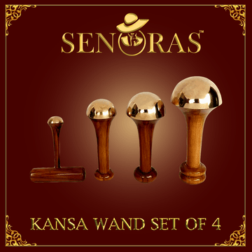 Bronze Kansa Wand Set by Senoras | Ayurvedic Facial & Body Massage Tool for Glowing Skin and Relaxation