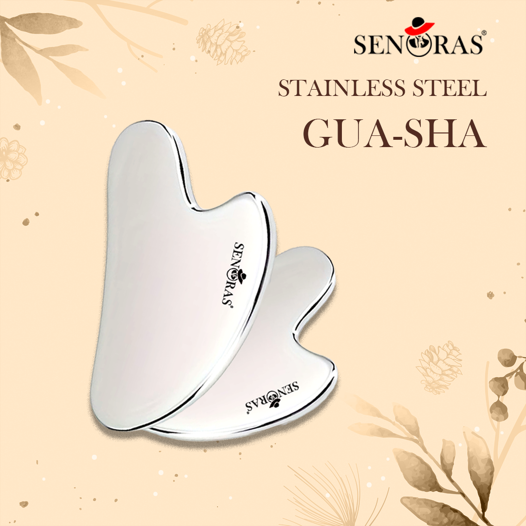 ✨ Stainless Steel Gua Sha by Senoras | Cooling Face Sculpting Tool for Glowing, Firm & Detoxified Skin