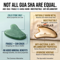 Senoras Bronze Kansa Gua Sha on natural linen with dried botanicals – Ayurvedic beauty ritual tool
