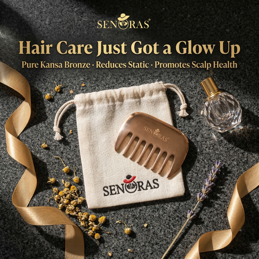 Senoras Bronze Kansa Comb authentic Ayurvedic hair comb for scalp health and hair growth – senorasstore.com