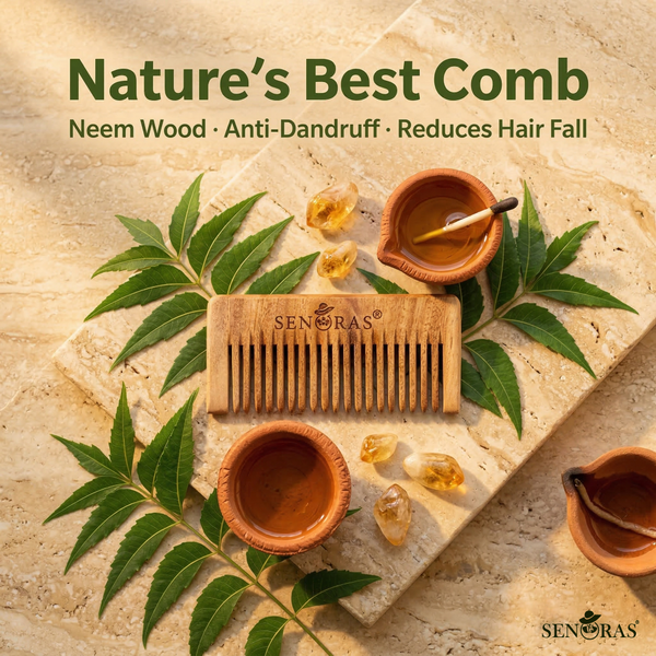 Senoras Neem Comb | Anti-Dandruff Natural Neem Wood Comb for Scalp Health