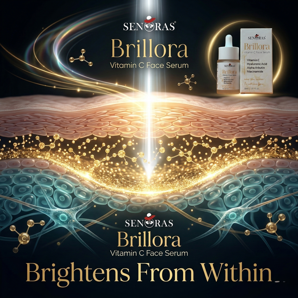 Brillora Vitamin C Face Serum by Senoras India – 
Dark Spot Removal – Alpha Arbutin – 30ml