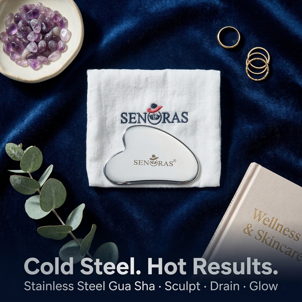 Senoras Stainless Steel Gua Sha | Face Sculpting & Lymphatic Drainage Tool | De-Puff & Contour | Ayurvedic Skincare | Ships Worldwide