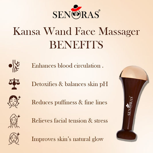 Bronze Kansa Wand Face Massage Tool by Senoras | Ayurvedic Skincare for Glowing & Firm Skin
