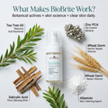 BioBrite face wash ingredients – Salicylic Acid, 
Zinc PCA, Tea Tree Oil – Senoras India