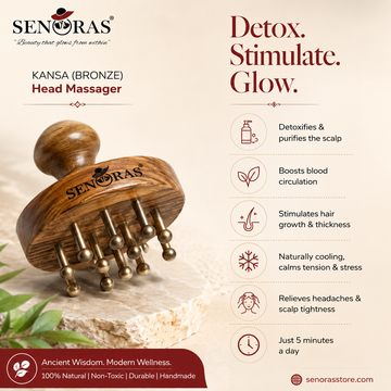 Kansa Head Massager – Bronze Ayurvedic Scalp Massage Tool – StressRelief & Hair Health – Senoras India